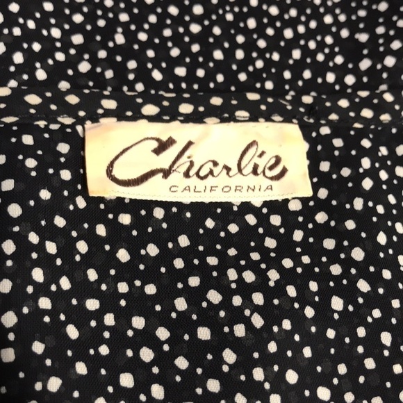 CHARLIE CALIFORNIA MEDIUM BLACK & CREAM BLOUSE VINTAGE - Picture 6 of 6